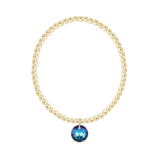 Classic Gold 3mm Bracelet Reflection Charm Blue Topaz