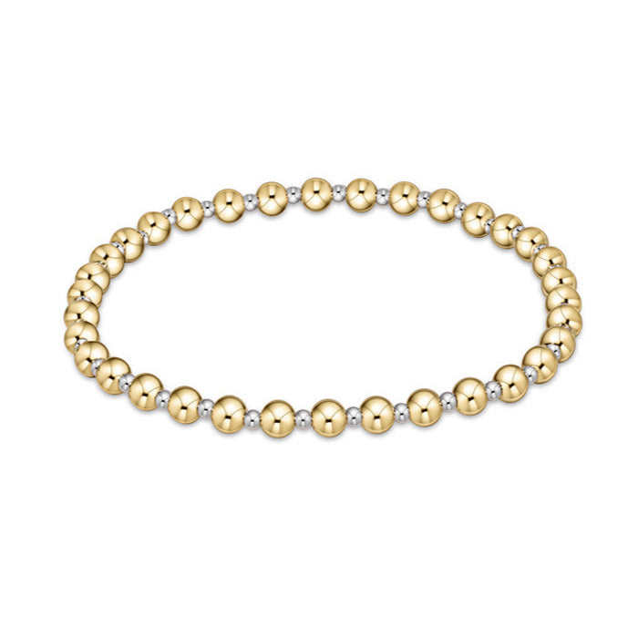 Classic Grateful Pattern 4mm Bead Bracelet Mixed Metal