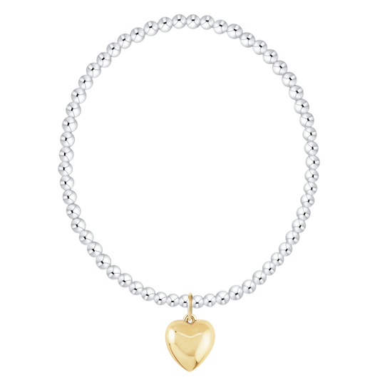 Classic Mixed Metal 3mm Bracelet - Love Plush Gold Charm