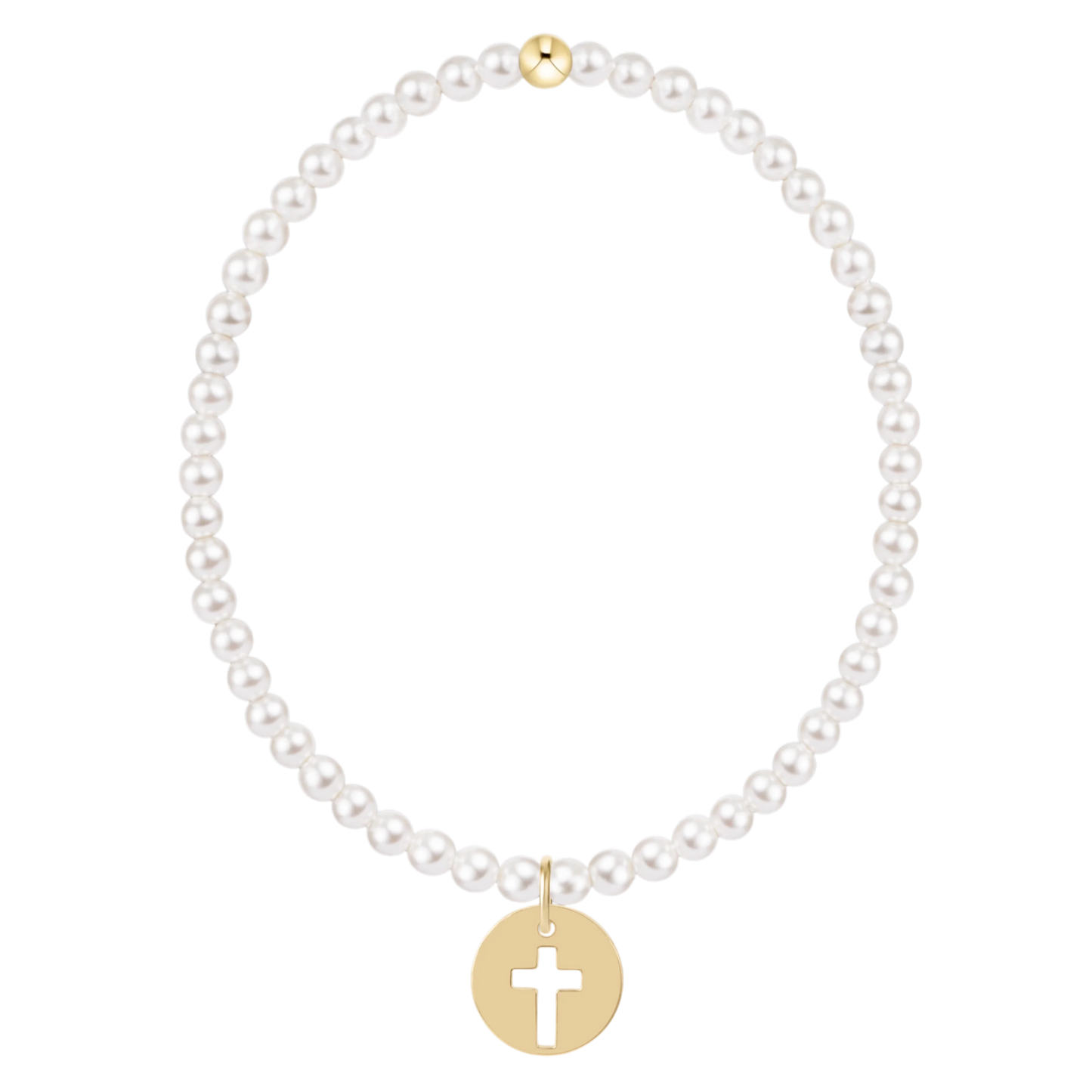 Classic Pearl 3mm Bracelet - Blessed Gold Disc