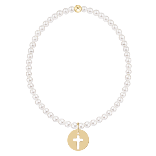 Classic Pearl 3mm Bracelet - Blessed Gold Disc