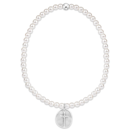 Extends Classic Pearl 3mm Bracelet Inspire Small Sterling Disc