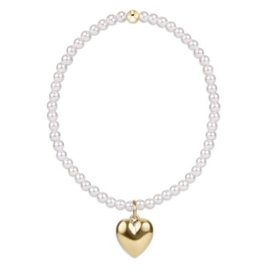 Classic Pearl 3mm Bracelet - Love Plush Gold Charm