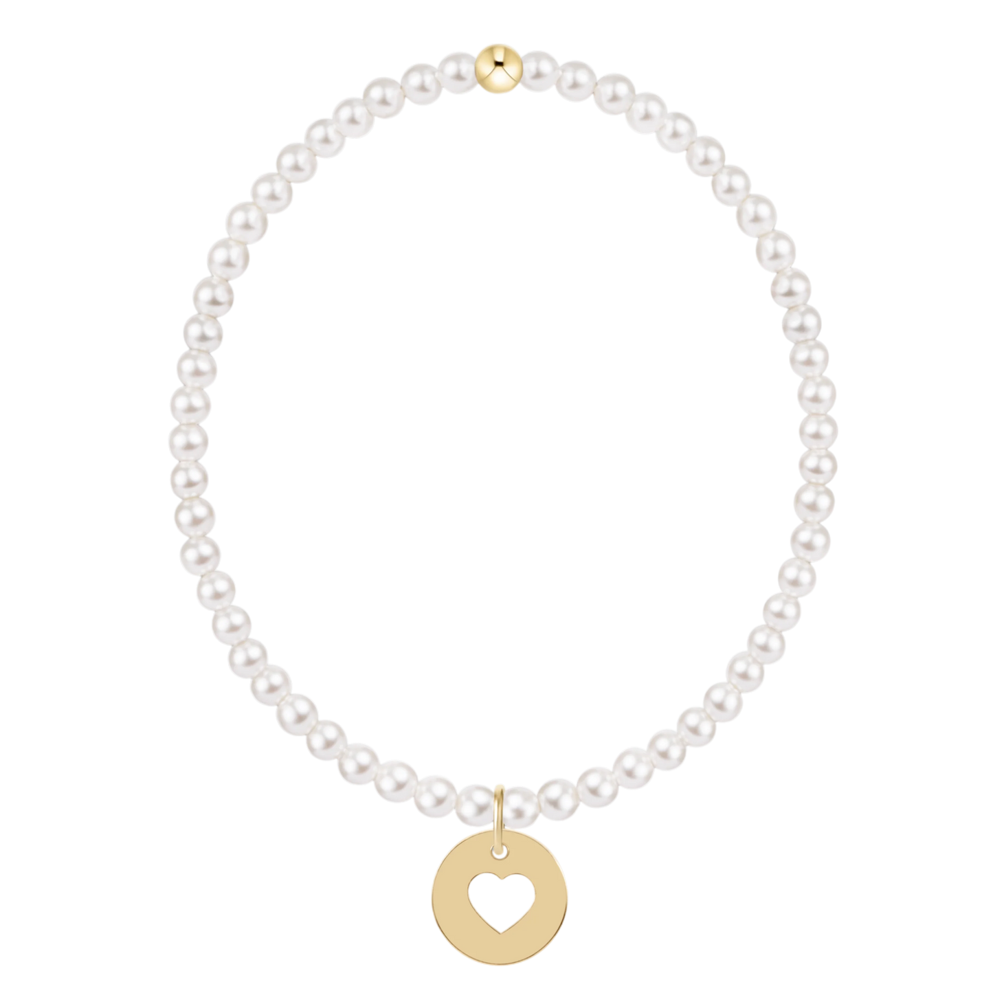 egirl Classic Pearl 3mm Bracelet - Love Gold Disc