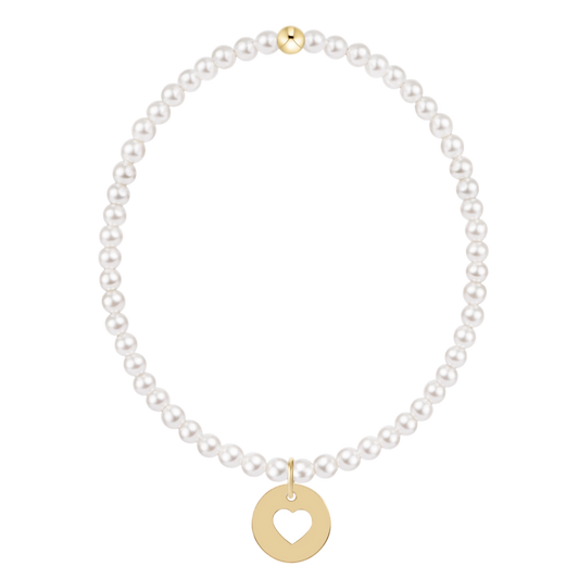 egirl Classic Pearl 3mm Bracelet - Love Gold Disc