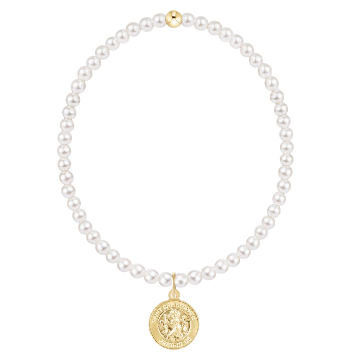Classic Pearl 3mm Bracelet - Protection Gold Disc