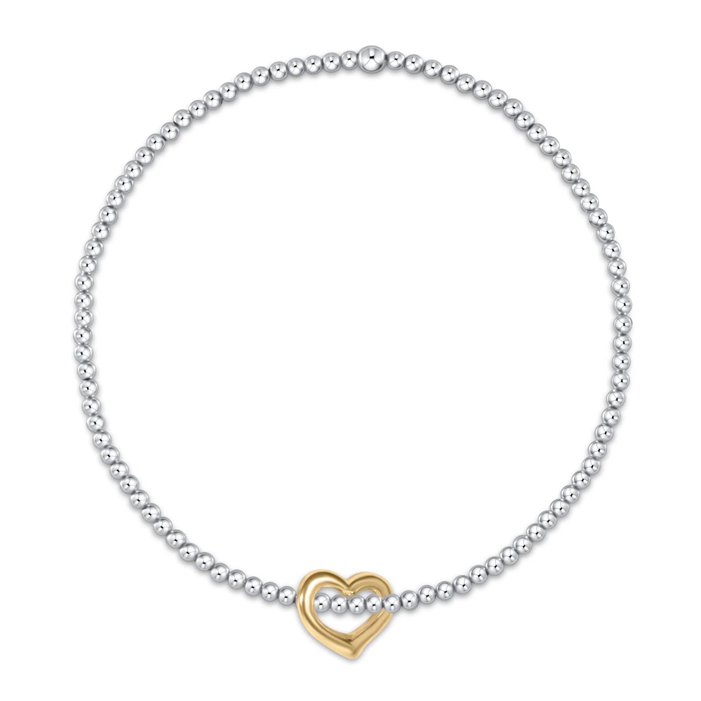 Classic Mixed Metal 2.5mm Bracelet - Love Gold Charm