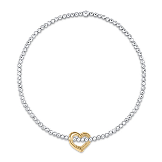 Classic Mixed Metal 2.5mm Bracelet - Love Gold Charm
