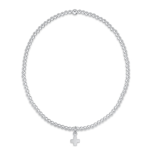 Classic Sterling 2mm Bracelet - Signature Cross Small Sterling Charm