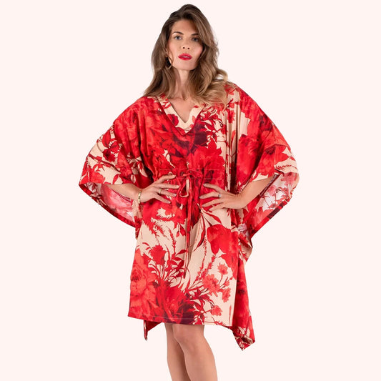 Beach Cover Up Rouge Blooms Red