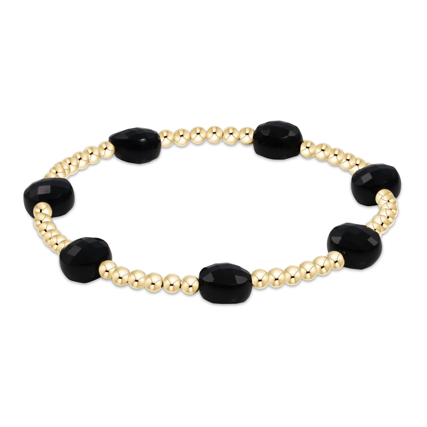 Extends Admire Gold 3mm Bead Bracelet Faceted Onyx