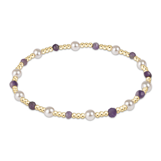 Extends Pearl Sincerity Pattern 4mm Bead Bracelet Amethyst