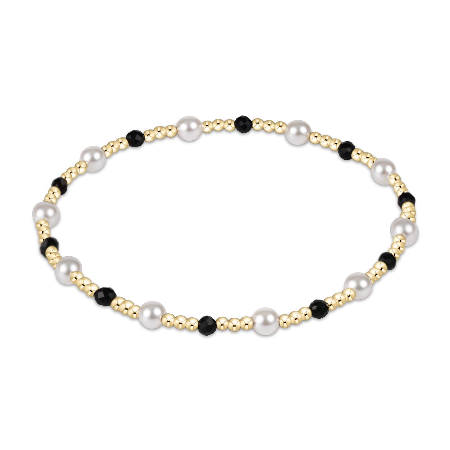 Extends Pearl Sincerity Pattern 4mm Bead Bracelet Faceted Onyx