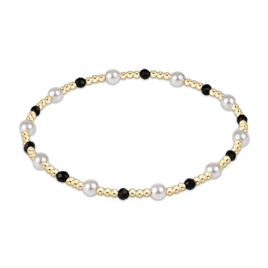 Extends Pearl Sincerity Pattern 4mm Bead Bracelet Faceted Onyx