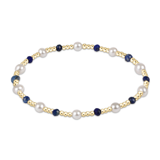 Extends Pearl Sincerity Pattern 4mm Bead Bracelet Lapis