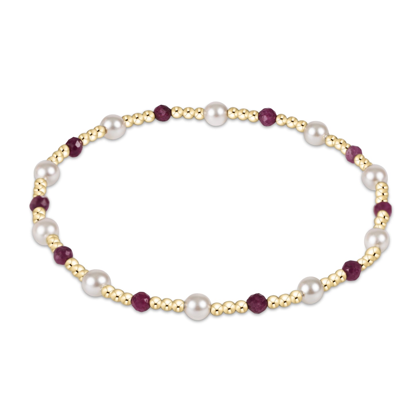 Extends Pearl Sincerity Pattern 4mm Bead Bracelet Ruby