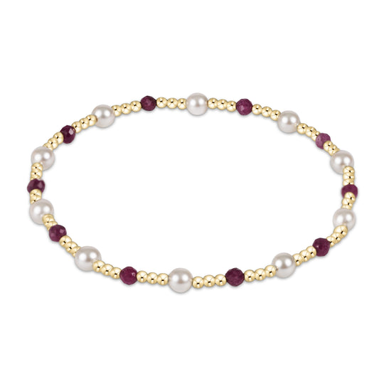 Extends Pearl Sincerity Pattern 4mm Bead Bracelet Ruby