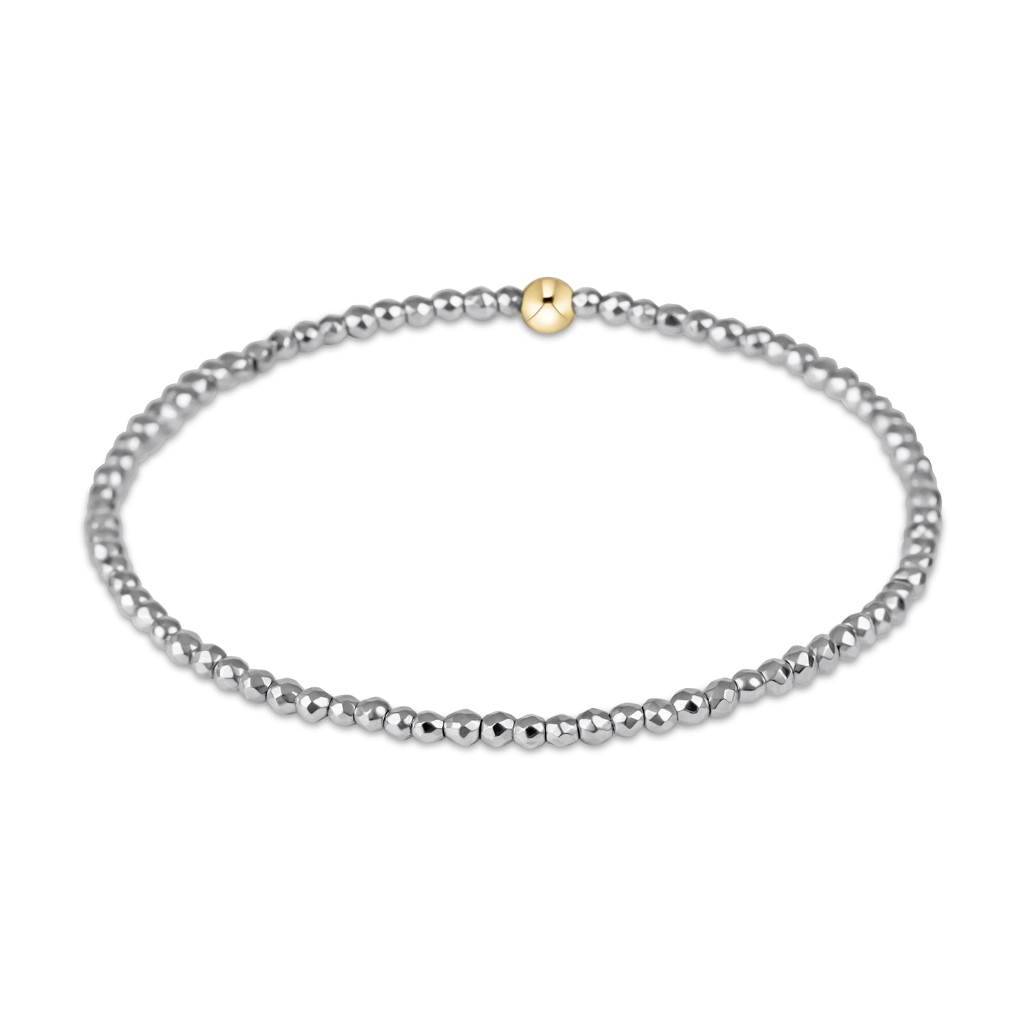 Extends Silver Faceted Hematite 2mm Bead Bracelet