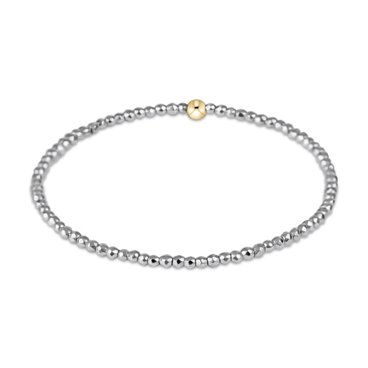Extends Silver Faceted Hematite 2mm Bead Bracelet