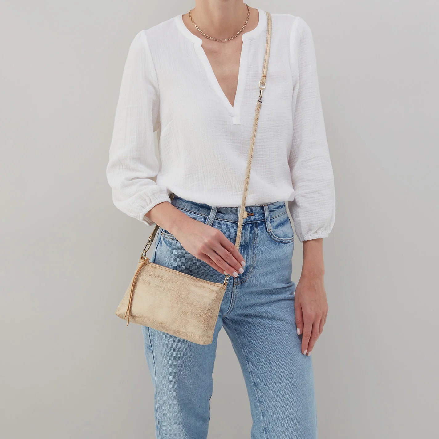 Darcy Crossbody Metallic Leather Gold Leaf