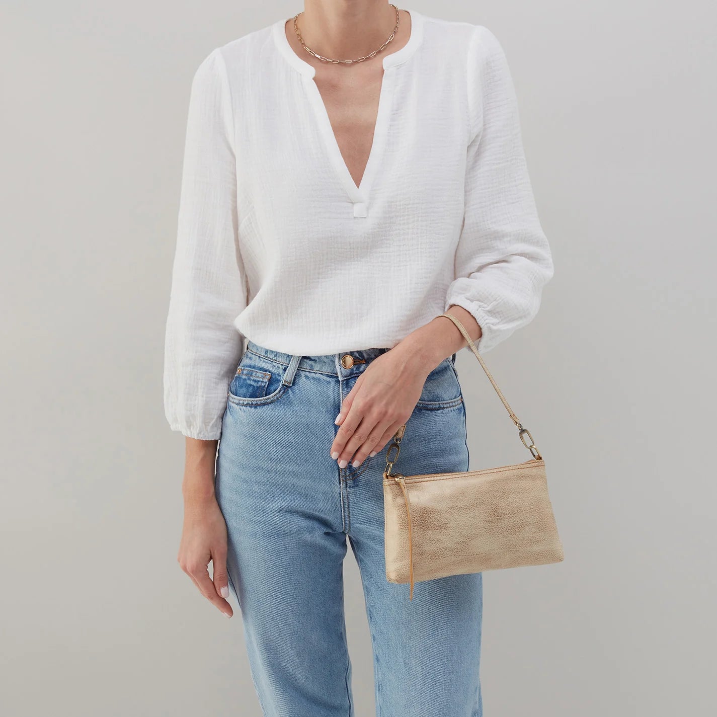 Darcy Crossbody Metallic Leather Gold Leaf