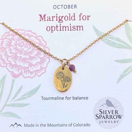 October Gold Birth Flower Necklace