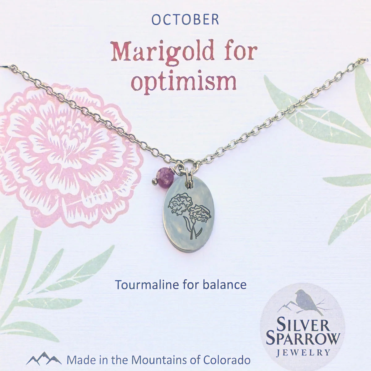 October Silver Birth Flower Necklace
