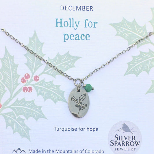 December Silver Birth Flower Necklace