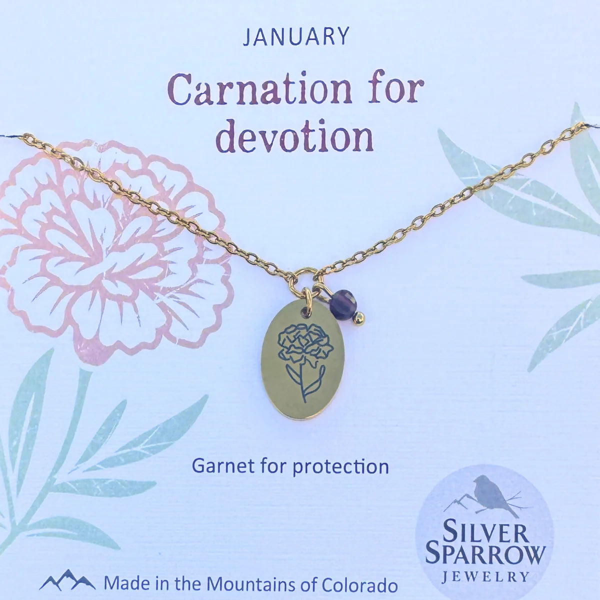 January Gold Birth Flower Necklace