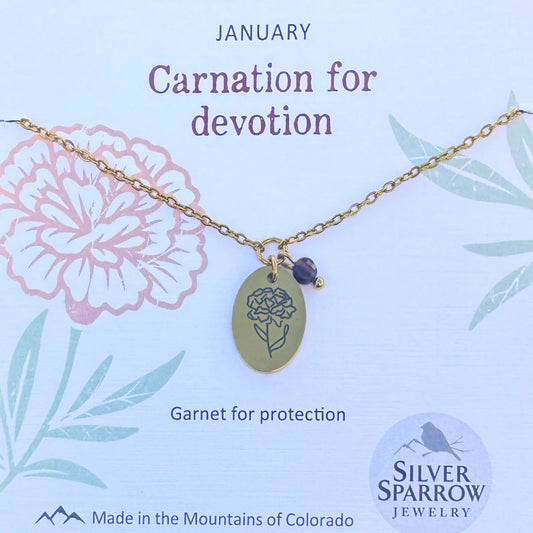January Gold Birth Flower Necklace