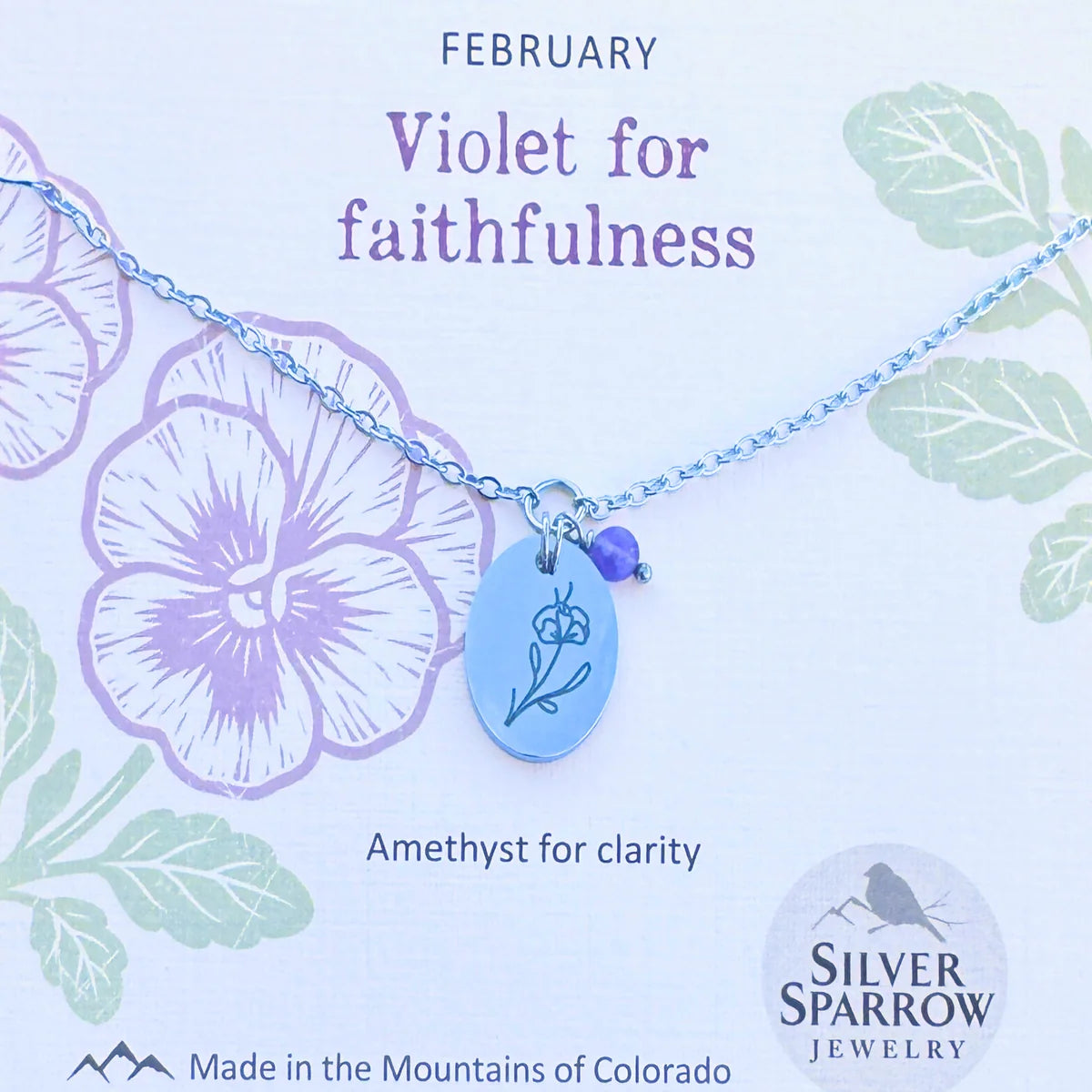 February Silver Birth Flower Necklace