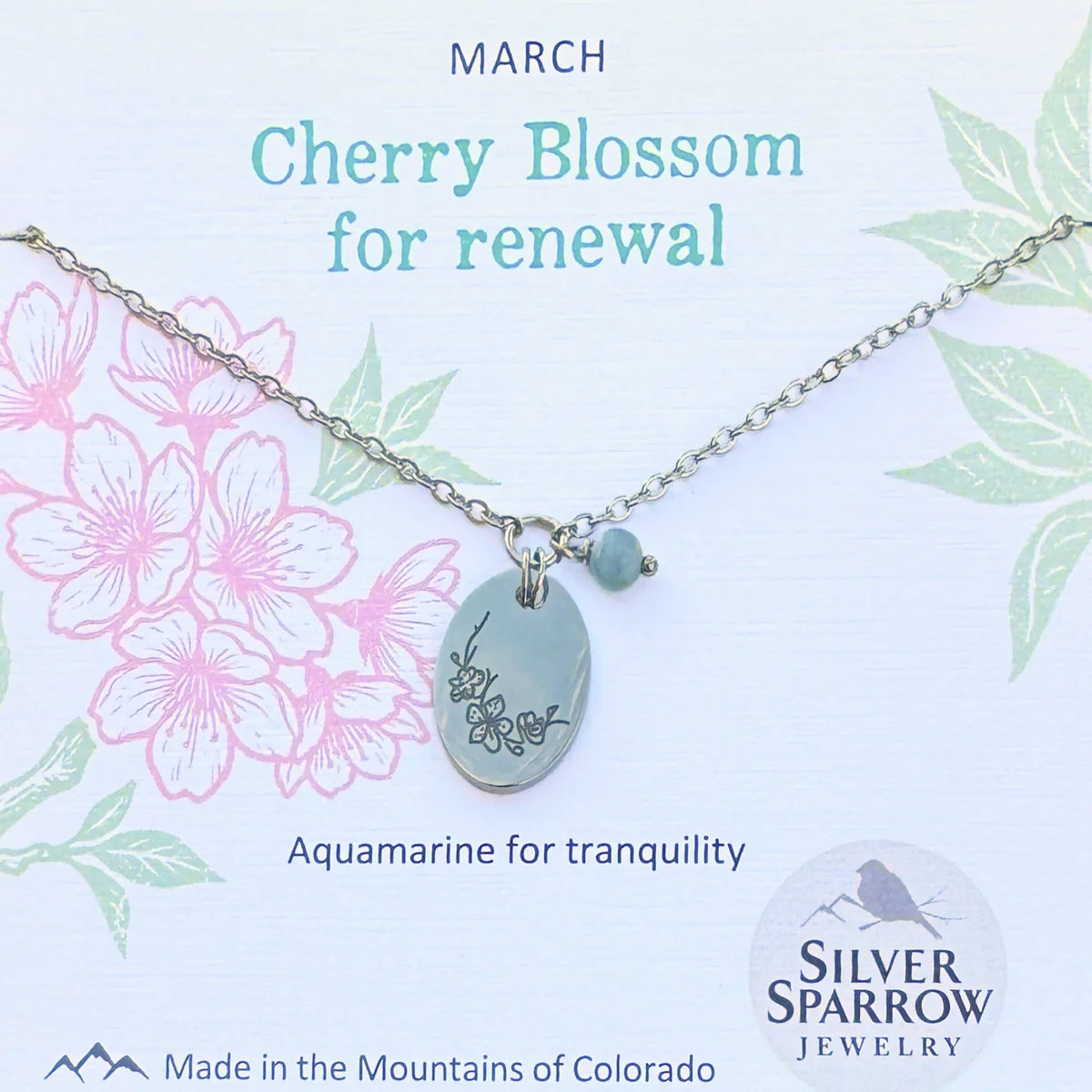 March Silver Birth Flower Necklace
