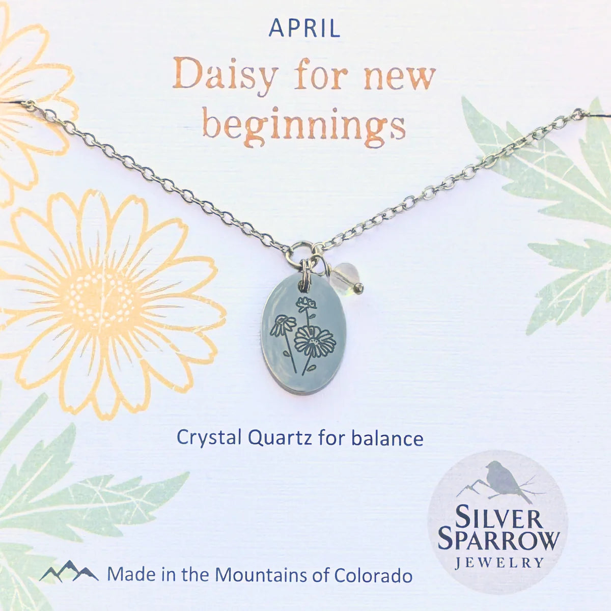 April Silver Birth Flower Necklace