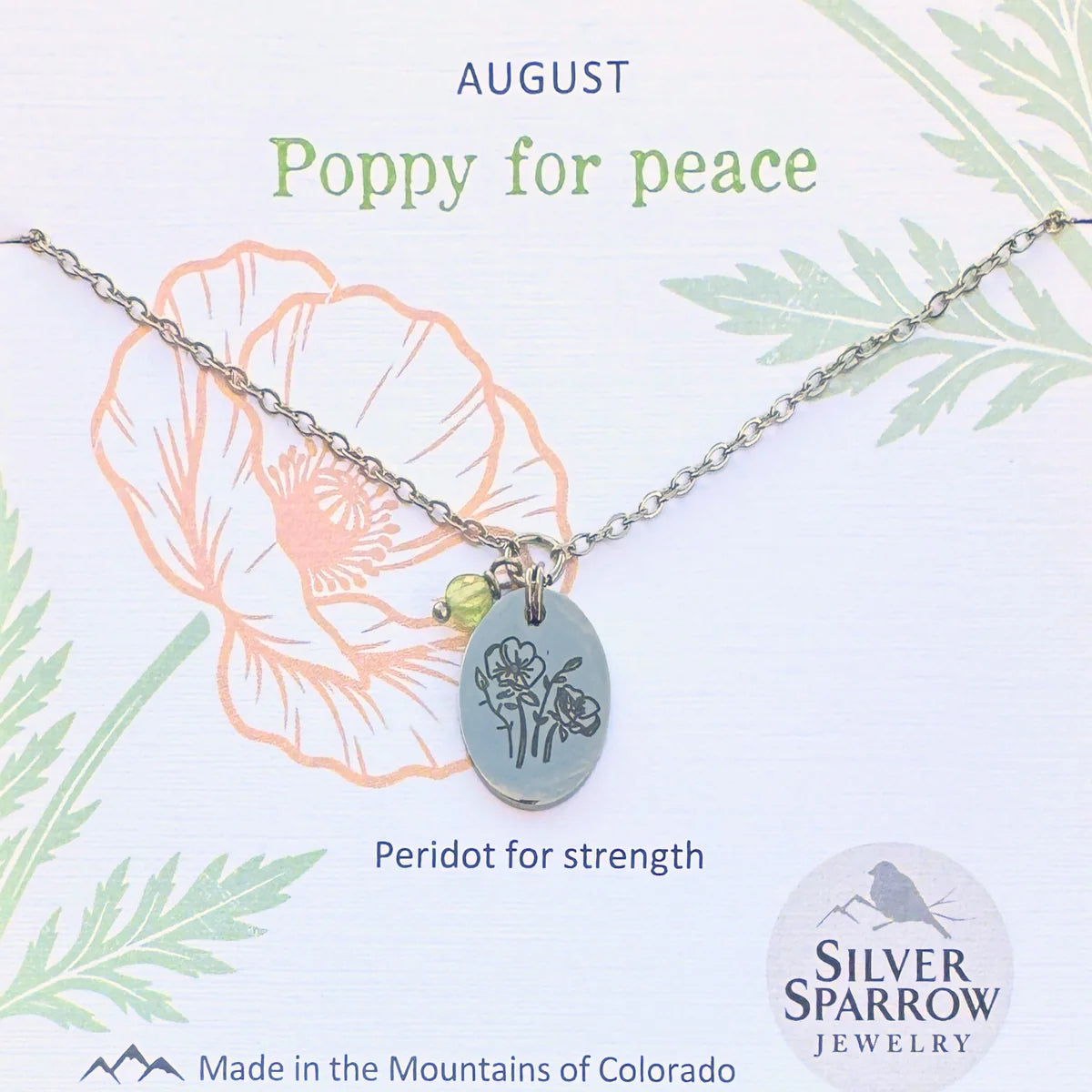August Silver Birth Flower Necklace