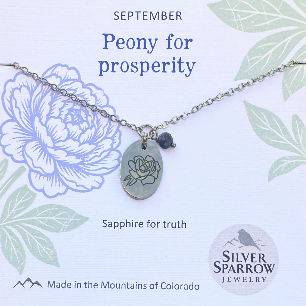 September Silver Birth Flower Necklace