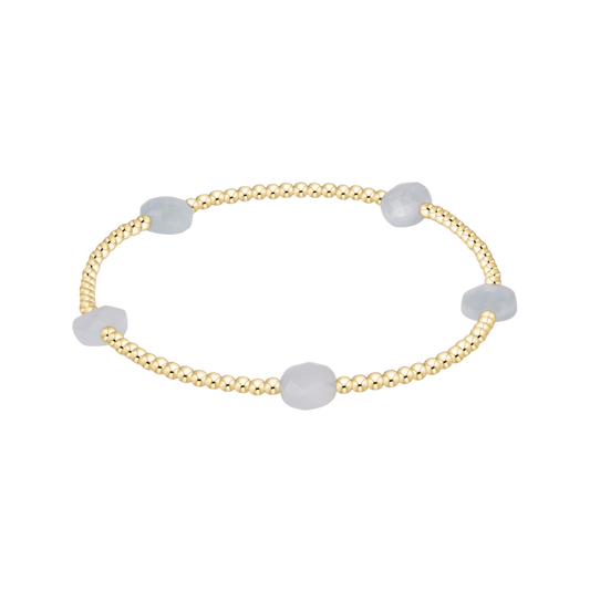 Admire Small Gem 2mm Gold Bracelet Aquamarine