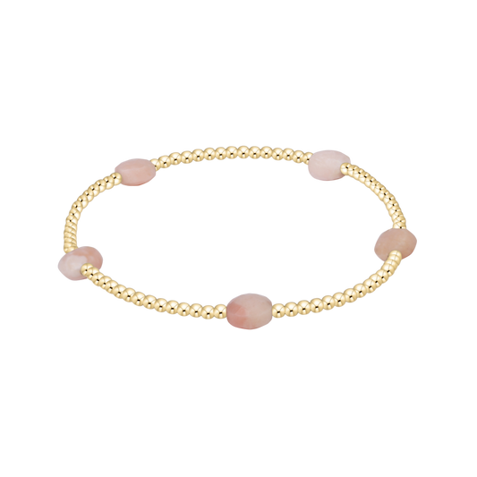 Admire Small Gem 2mm Gold Bracelet Pink Opal