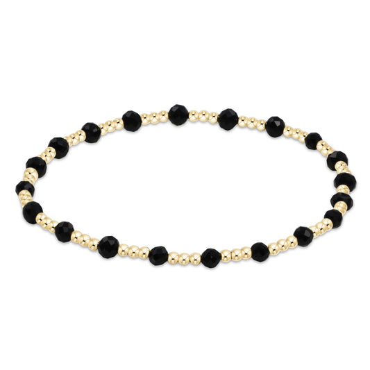 Gemstone Gold Sincerity Pattern 3mm Bead Bracelet Faceted Onyx