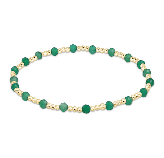 Gemstone Gold Sincerity Pattern 3mm Bead Bracelet Green Onyx