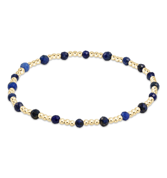 Gemstone Gold Sincerity Pattern 3mm Bead Bracelet Lapis