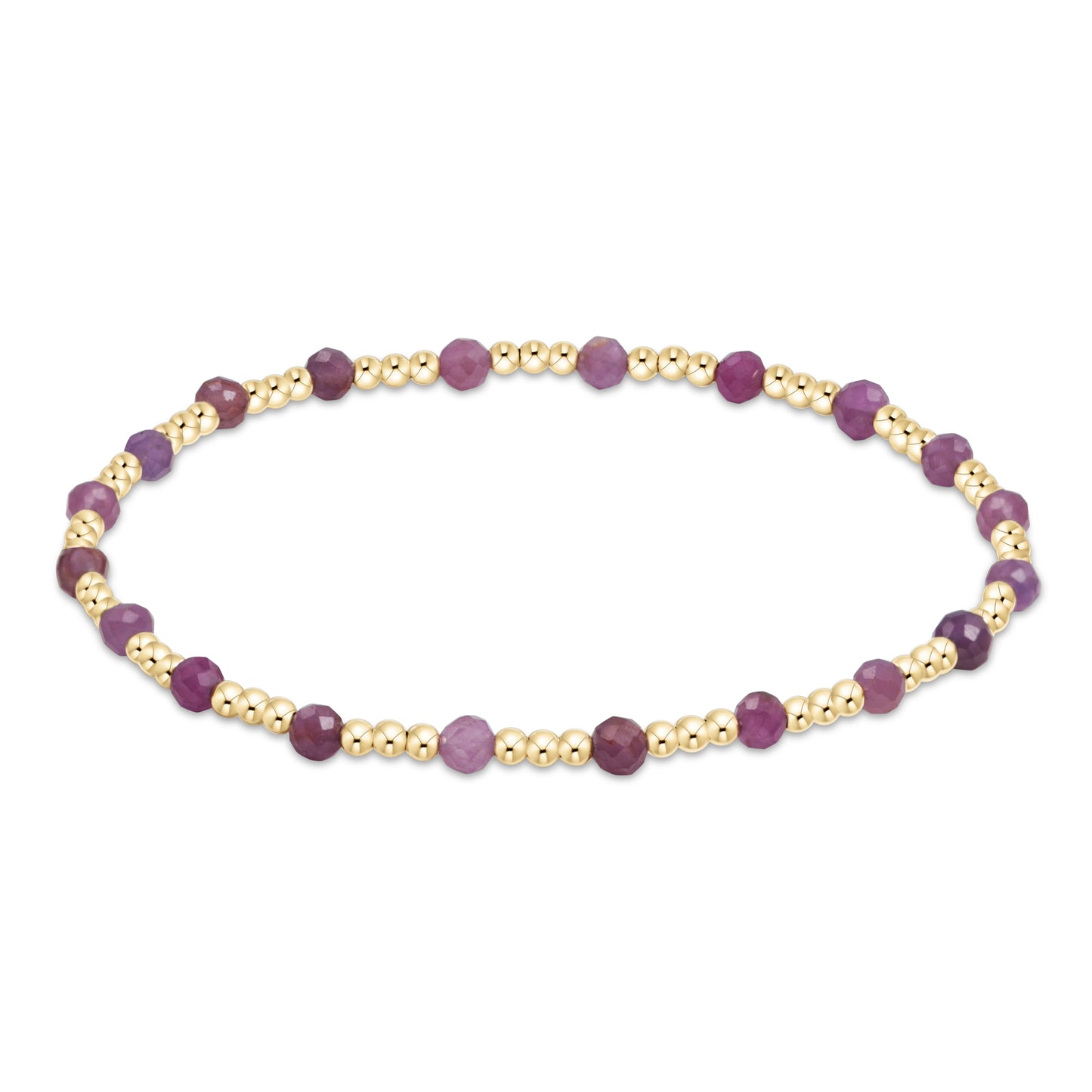 Gemstone Gold Sincerity Pattern 3mm Bead Bracelet Ruby