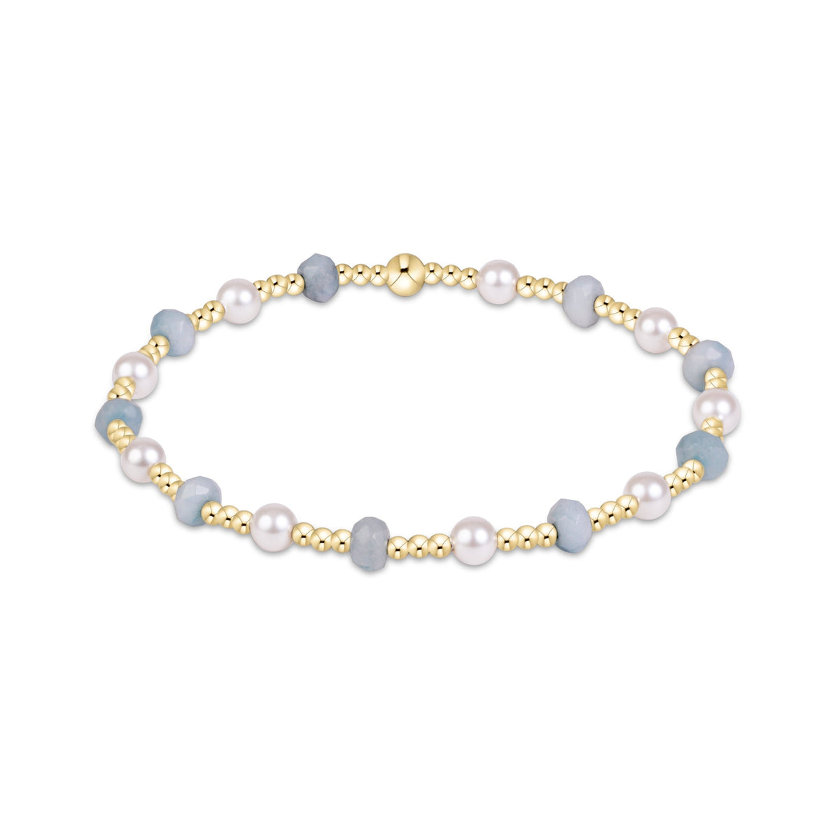 Extends Sincerity Gemstone & Pearl 4mm Bracelet - Aquamarine
