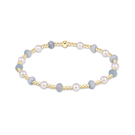 Sincerity Gemstone & Pearl 4mm Bracelet - Aquamarine