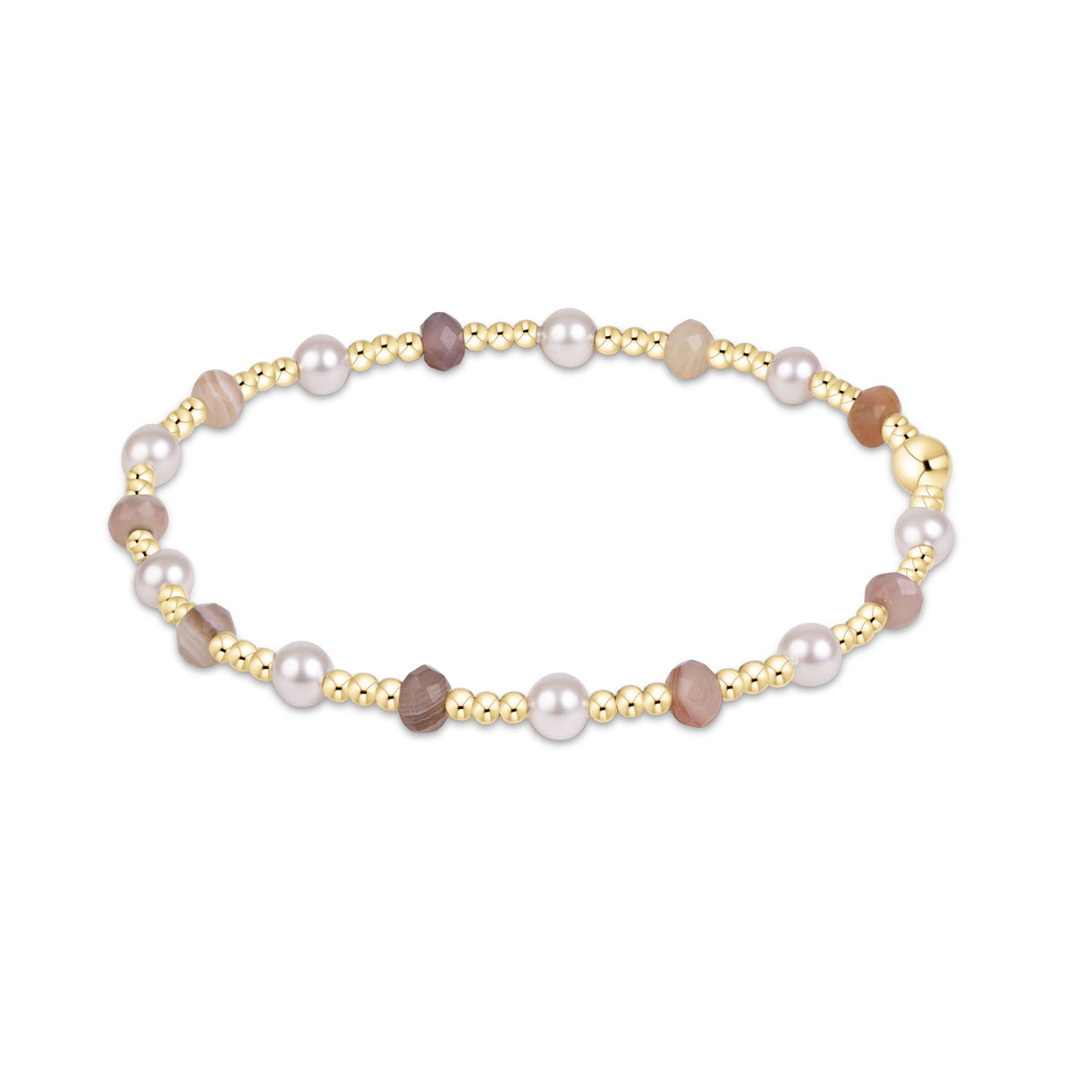 Extends Sincerity Gemstone & Pearl 4mm Bracelet - Botswana Agate