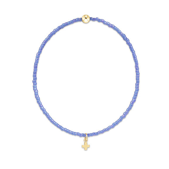 Hope Classic Bright Blue Bracelet - Signature Cross Small Gold Charm