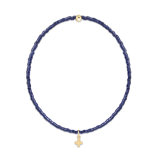 Hope Classic Navy Bracelet - Signature Cross Small Gold Charm