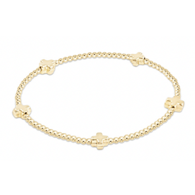 Signature Cross Small Gold 2mm Bead Bracelet Gold