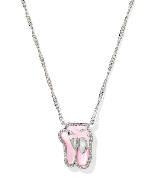 Ballet Short Pendant Necklace Silver Blush Sale