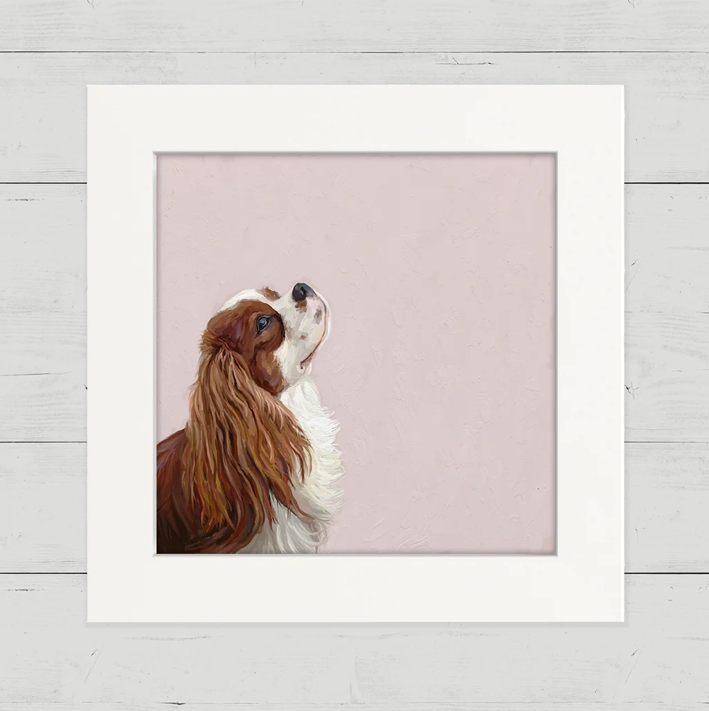 Best Friend - Looking Up Cavalier Happy Square Art