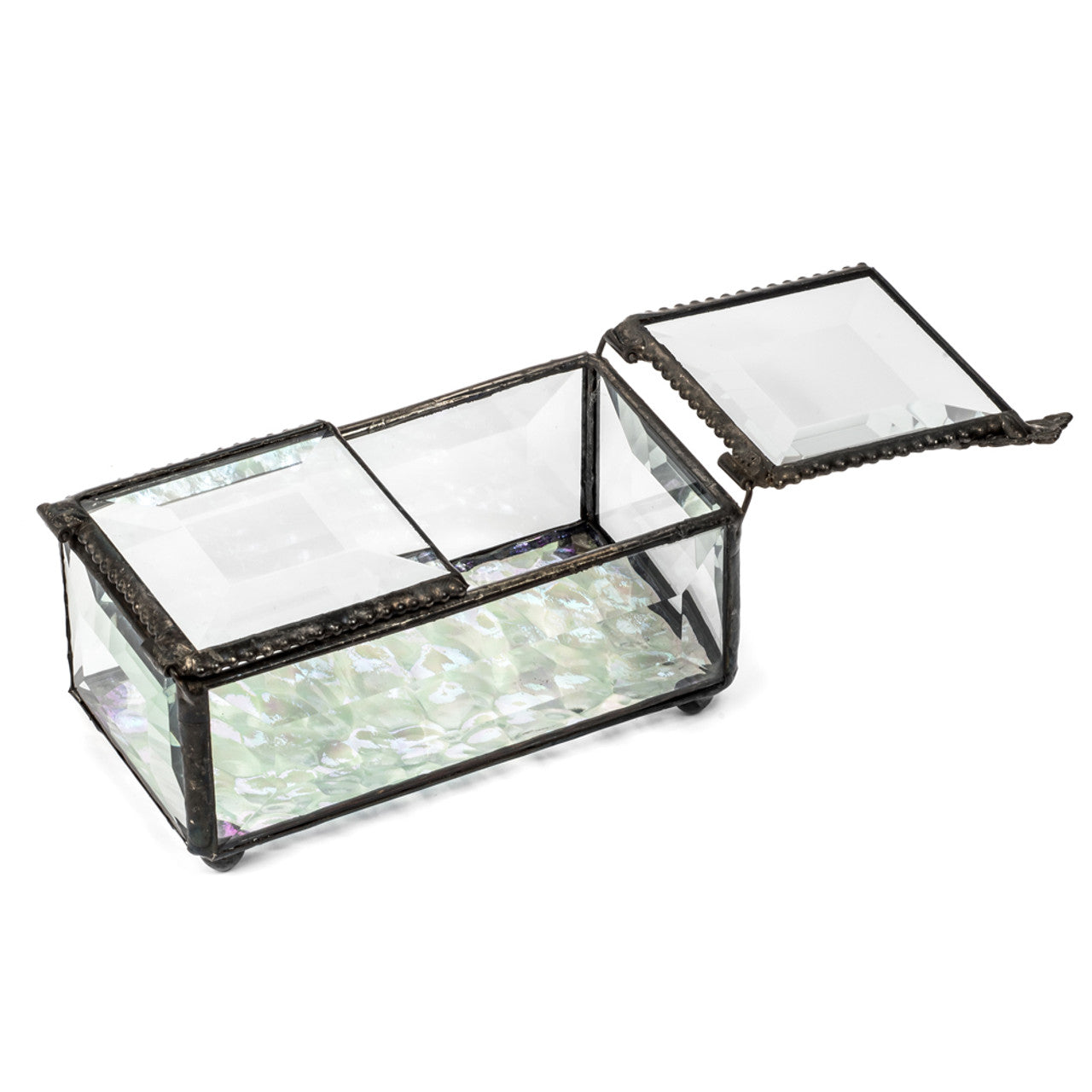 Clear Beveled Trinket Glass Jewelry Box